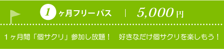 １ヶ月フリーパス　5000円